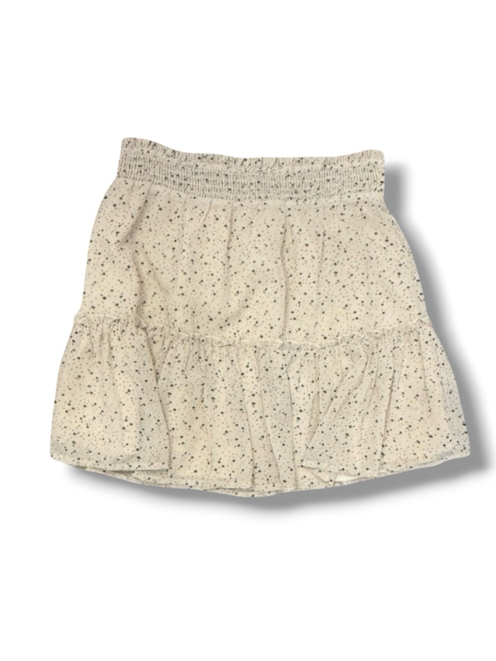 Altard State Ruffed Cream Mini Skirt Black Star Speckles Elastic Waistband Small